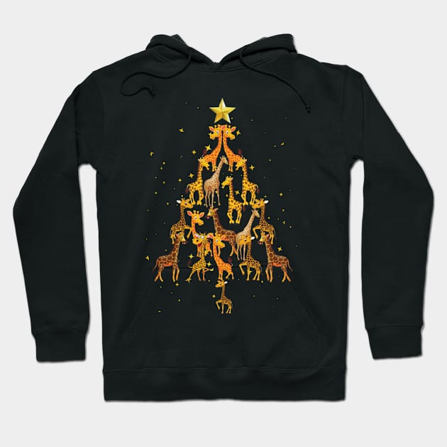 Giraffe Christmas Tree Happy Holidays Hoodie by QUYNH SOCIU